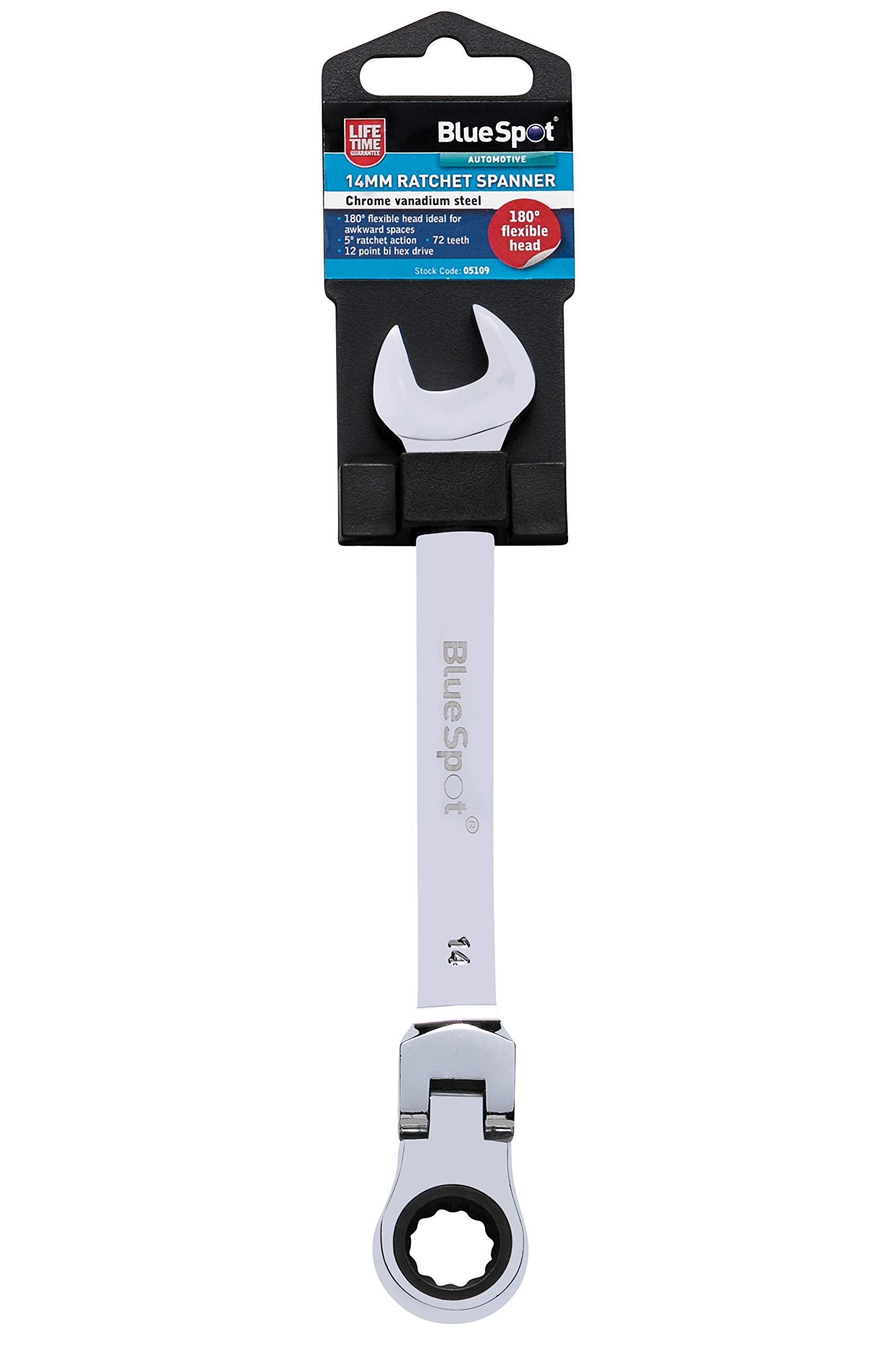 Blue Spot Tools 14mm Ratchet Spanner Flexible Head (180°)