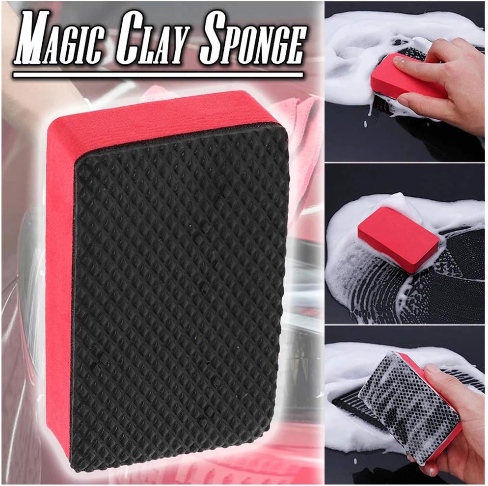 Automotive Clay Bar | Detailing Fine Grade Microfiber Car Detailing Clay Sponge | Vehicle Surface Polishing Cleaning Remove Contaminate (1PC Magic Clay Sponge Bar)