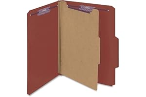 Smead Pressboard Classification File Folder with SafeSHIELD Fasteners, 1 Divider, 2" Expansion, Letter Size, Red, 10 per Box (13775)