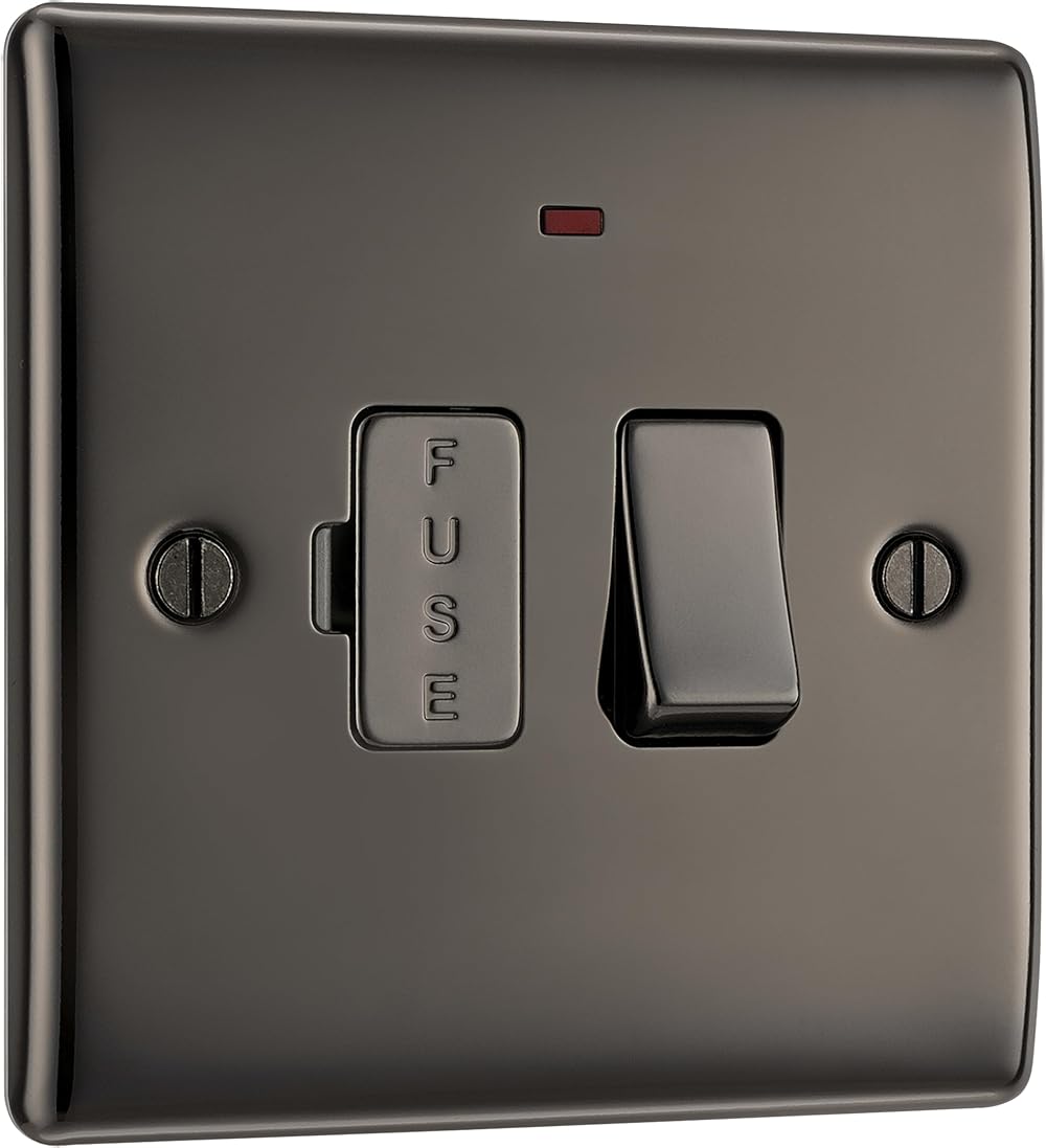 BG Electrical Switched Fused Connection Unit 13A Black Nickel Power Indicator