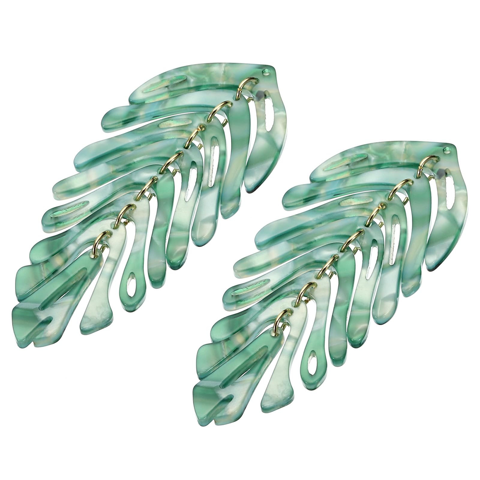 PATIKIL 0.8"/21mm Leaf Pendants, 2 Pack Resin Tree Leaf Beads Bulk Leaves Charm for Jewelry Making Bracelet Necklace Earring Keychain Style 2, Green White