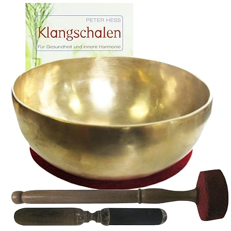 KLANGSCHALE HIMALAYA Klangmassage-SET NEPAL 5-teilig & BUCH von Peter Hess | Therapie-Qualität: XXL-THERAPIEKLANGSCHALE | Ca.