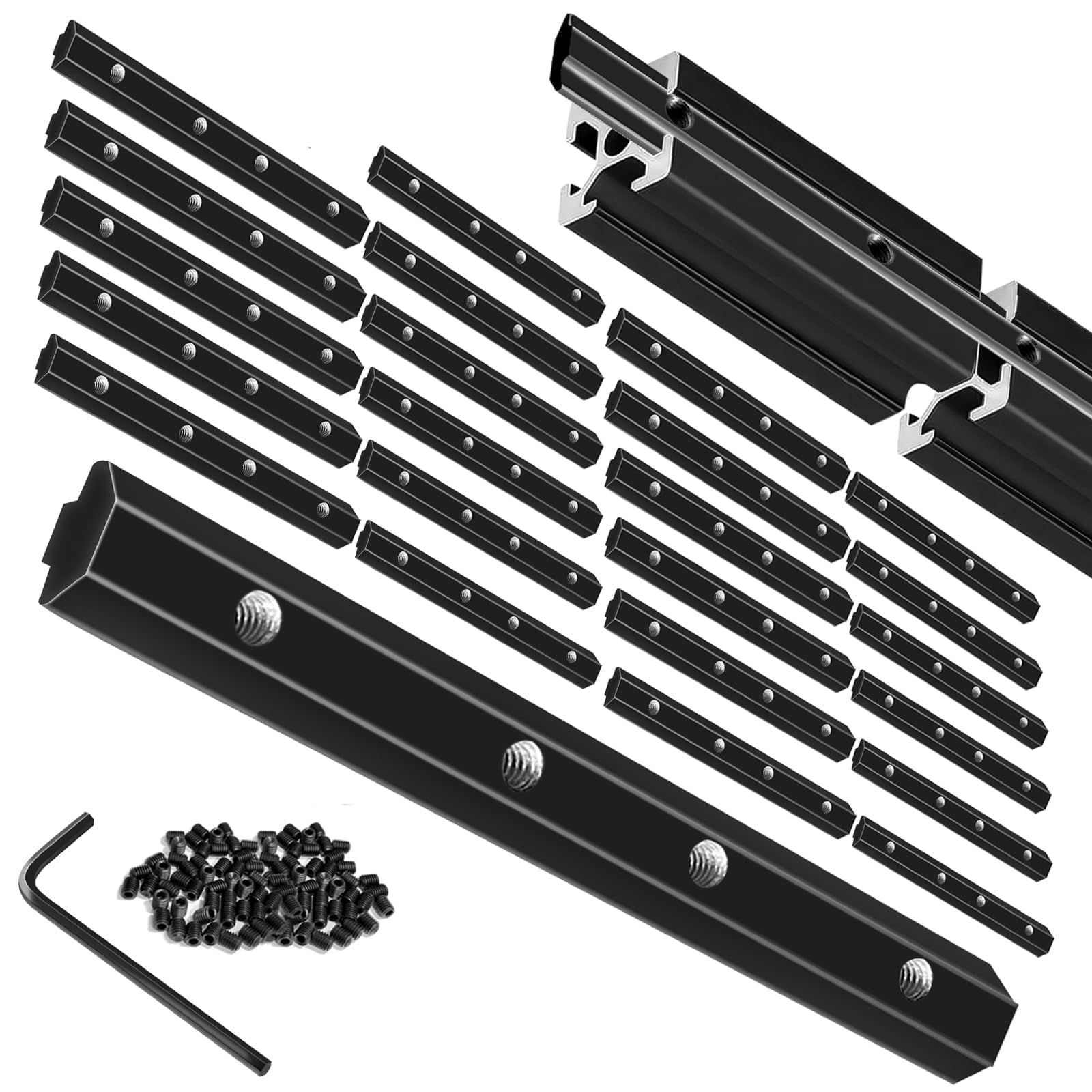 iMetrx Black 24pcs 4040 Staight Connector Corner Bracket Joint Plate 4040 Hardware T-Slotted Accessories V-Slot with Screws for 4040 Aluminum Profile 3D Printer Accessories Black