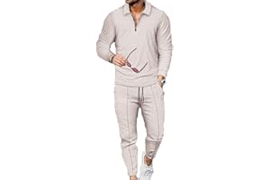 Kubsid Mens Tracksuit Set 2 Piece Long Sleeve Polo Shirt and Pants Jogging Sweatsuits Sets Casual Fashion Vacation Outfits