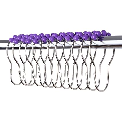 Amazon Com Hicello 12pcs Deep Purple Shower Curtain Hooks