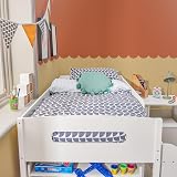 Home Treats Cabin Bed Mid Sleeper with Storage & Desk for Kids White view 7
