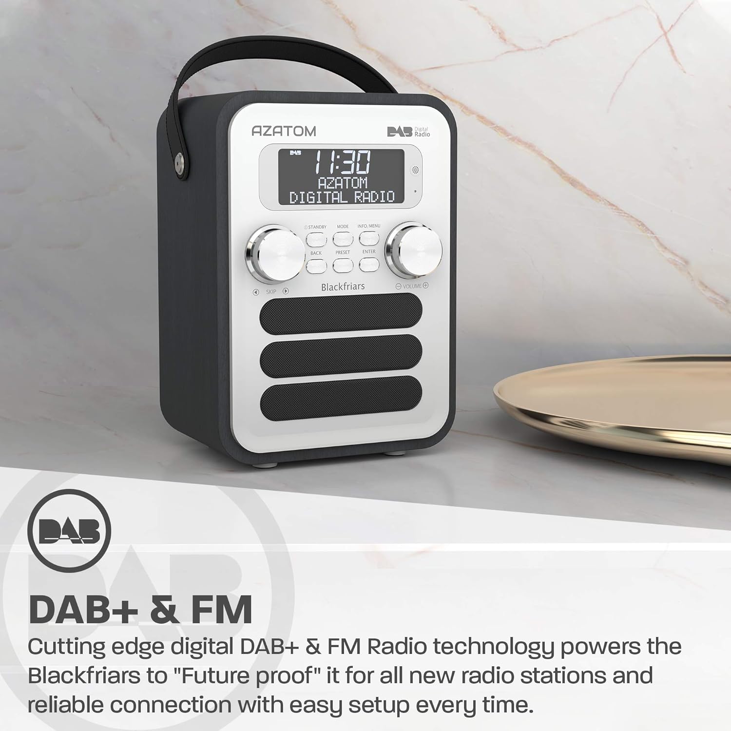 DAB/DAB+ & FM Portable Digital Radio, Black/White - Image 3
