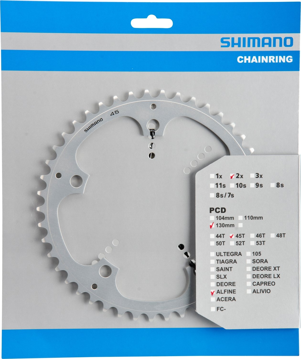 Shimano Alfine S501 chainring 5-arm, 45T, silver