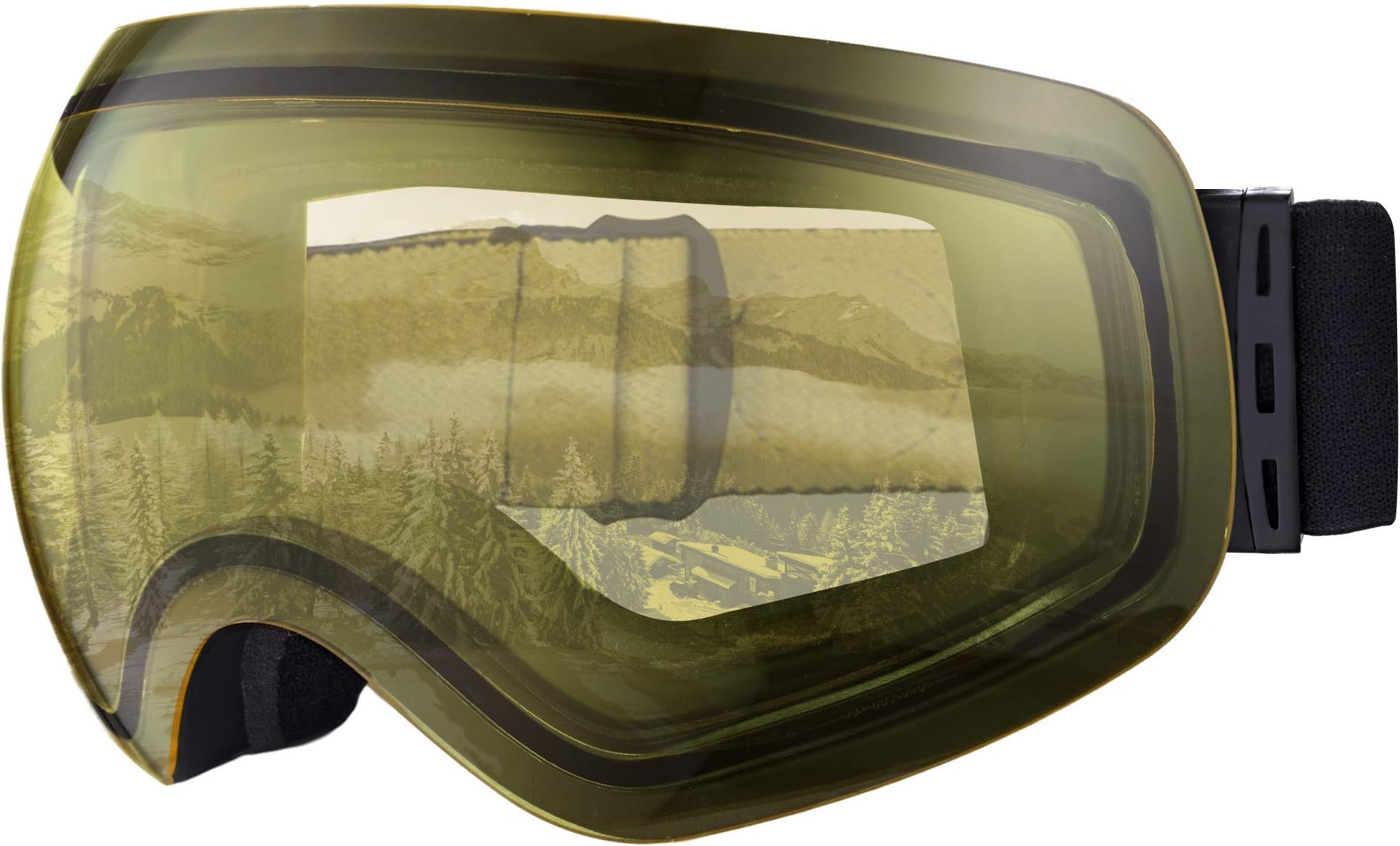 Ski & Snowboard Goggles - OTG Snow Glasses for Skiing, Snowboarding & Outdoor Winter Sports - Snowmobile Gear with Anti-Fog Frameless Dual-Layer Lens & UV400 Protection - Fits Men, Women & Youth
