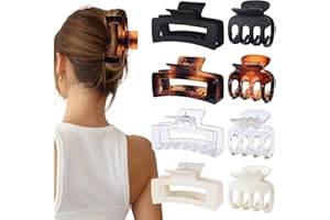 SMKSL Medium Hair Clips for Women 8 Pcs Small Claw Clips for Thin and Thick Hair 2 Styles Hair Claw Clips Combination Rectangle Banana Jaw Hair Accessories for Women and Girls (Transparent)
