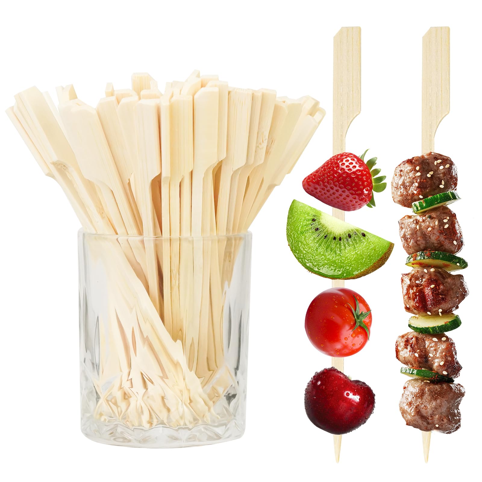 Photo 1 of 100PCS Cocktail Picks, Fancy Toothpicks for Appetizers, Decorative Skewers for Appetizers Drinks Party Fruit,4.7 Inch Long Wooden Bamboo Paddle Food Sticks Charcuterie Boards Accessories