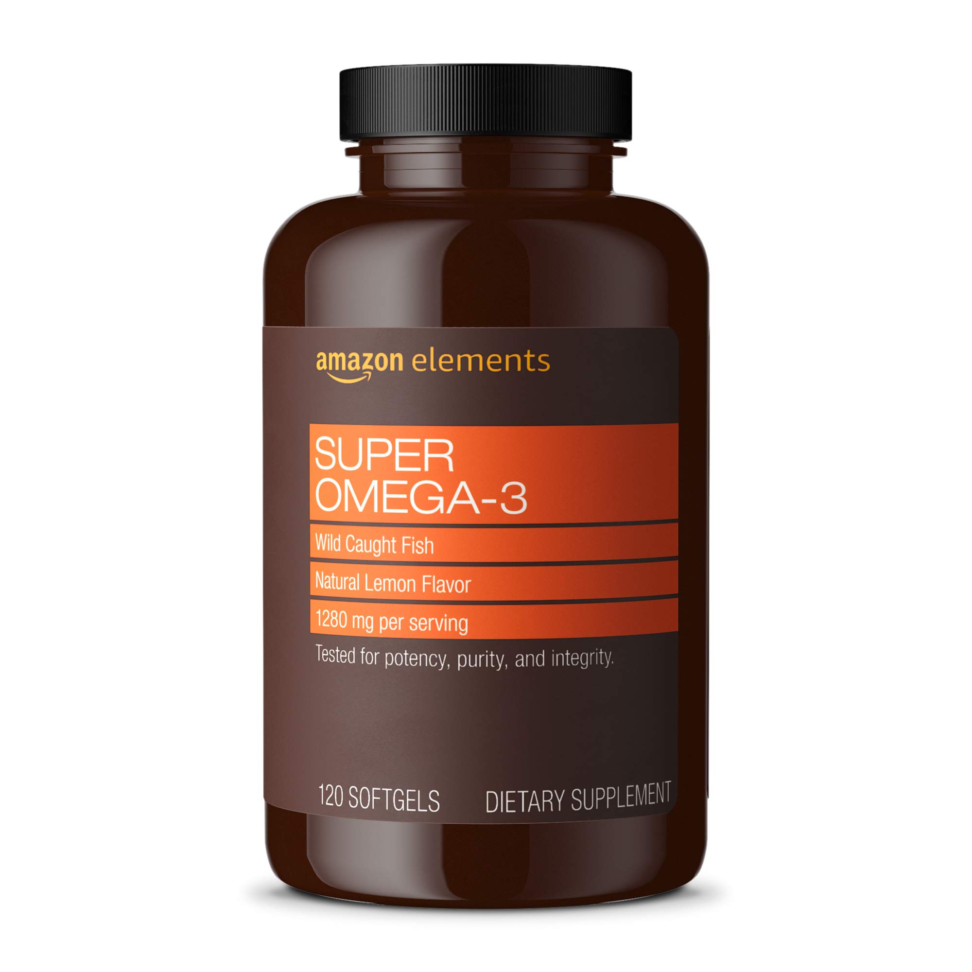 amazon elements super omega-3 with natural lemon flavor, epa & dha omega-3 fatty acids, 120 count  