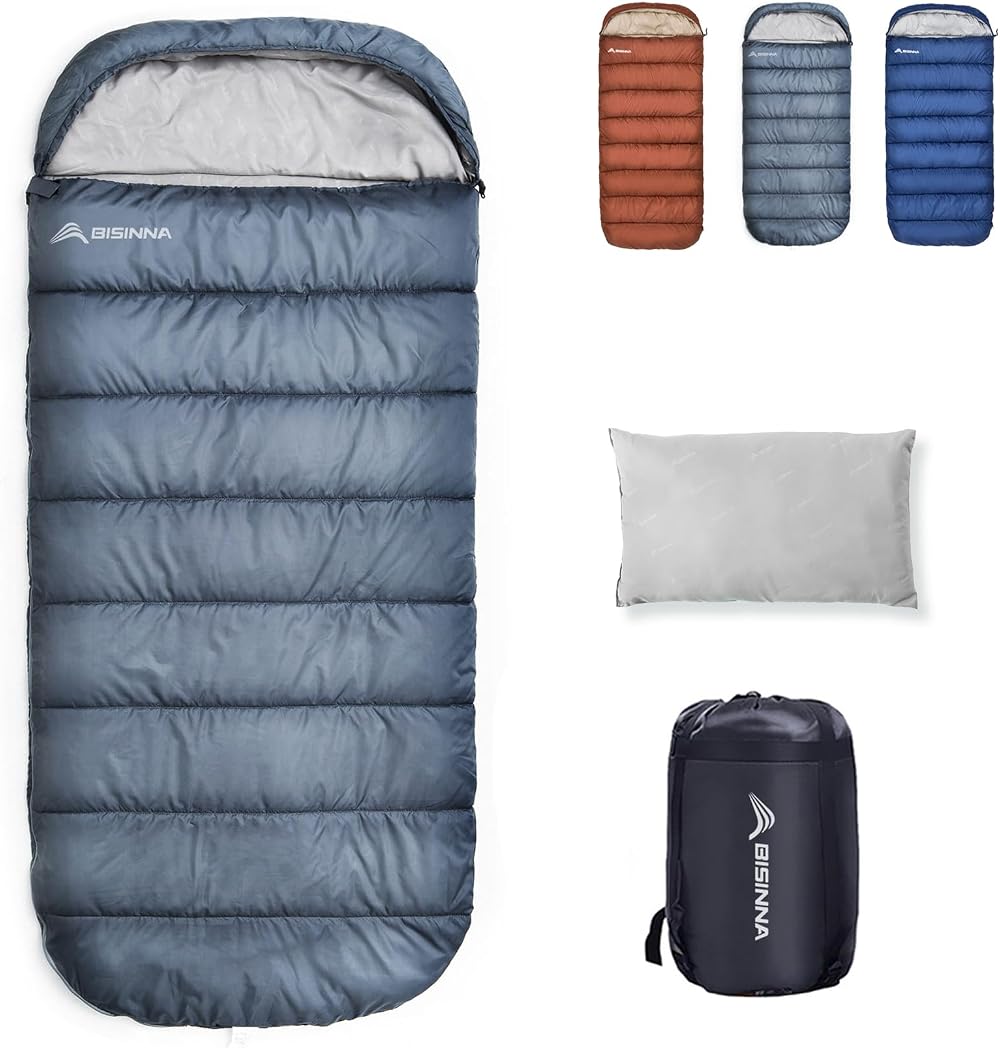 BISINNA XXL Wide Sleeping Bag 230x100cm 3-4 Season Plus Size Warm Waterproof