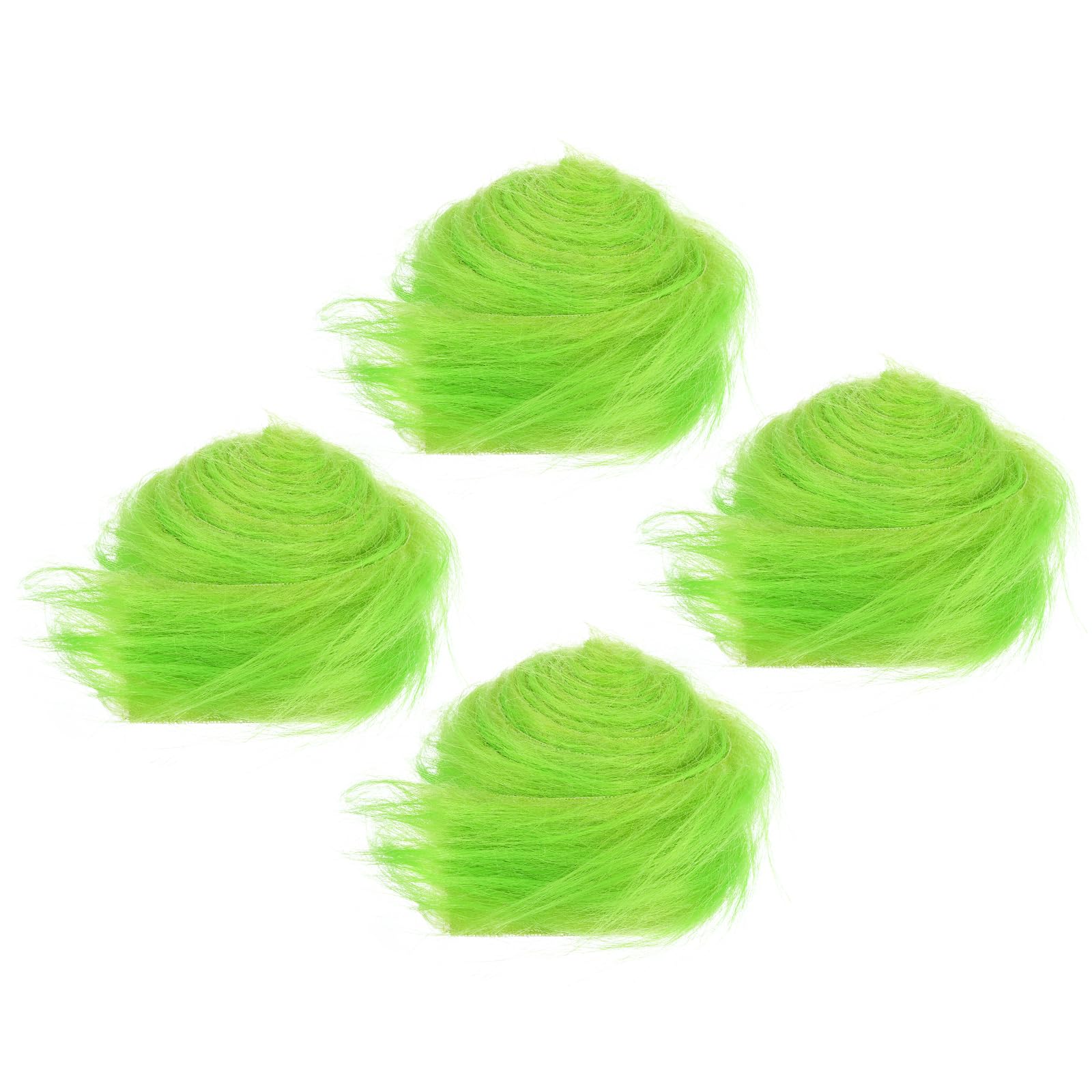PATIKIL Plush Faux Fur Fabric Precut Strips, 4 Pcs 59" x 2" Fluffy Faux Fur Ribbon for DIY Crafts Christmas Halloween Gnome Beard, Green
