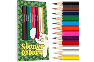Pun Labs Stoner Colors Colored Pencil Set for Adult Stoner Fans, Set of 12 Stoner-Inspired Pencils, Each Color Pencil is Foil-Stamped with Clever References, Great for Weed Fans