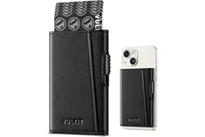 VULKIT Card Wallet Holder for MagSafe Slim Leather Magnetic Pop Up Credit Card Holder RFID Blocking for Men And Women Black