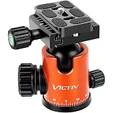 VICTIV Tripod Ball Head 360 Degree Rotating Panoramic Ballhead with 1/4 inch Quick Shoe Plate Bubble Level, for Tripod Monopod Slider DSLR Camera Camcorder, Max Load up to 5 kg/ 11lb （Orange）