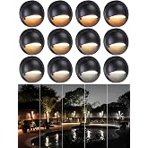 LEONLITE 12-Pack 5CCT 3.74inch Low Voltage LED Deck Lights, Black | 180LM, 12-24V AC/DC, CRI90, UL Listed, Die-cast Aluminum Housing, Frosted Glass Lens, 1800K/2700K/3000K/4000K/5000K