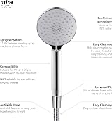Mira Zest 90mm Eco Shower Head and Hose Chrome 3-Spray view 2