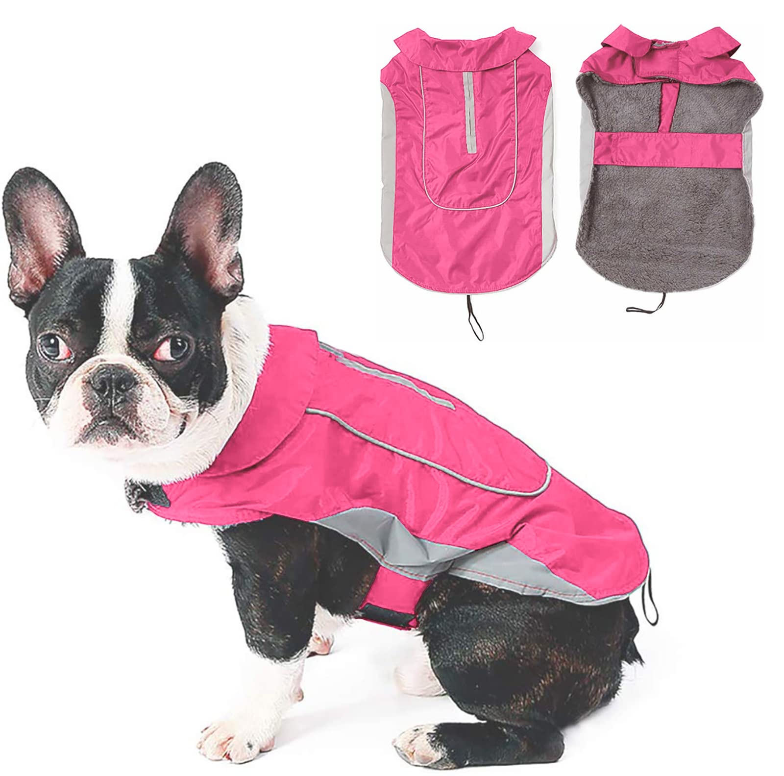 Morezi Dog Warm Coats Jackets Waterproof Coats with Harness Hole Puppy Coat for Small Medium Dogs - Pink -XXLarge