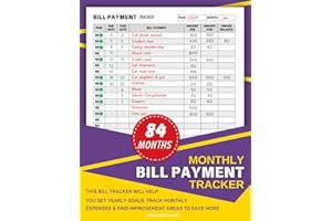 Monthly Bill Payment Tracker: 84 Months or 7 Years of Personal Finance Goal Settings, Recordings, and Management to Maximize Your Savings
