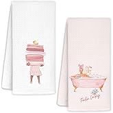 Yhtrg Pink Cute Hand Towels for Bathroom Set of 2, Preppy Light Pink Cute Hand Dish Towel 16x24 Inch for Kitchen Bathroom Accessories Girly, Preppy Bathroom Decor