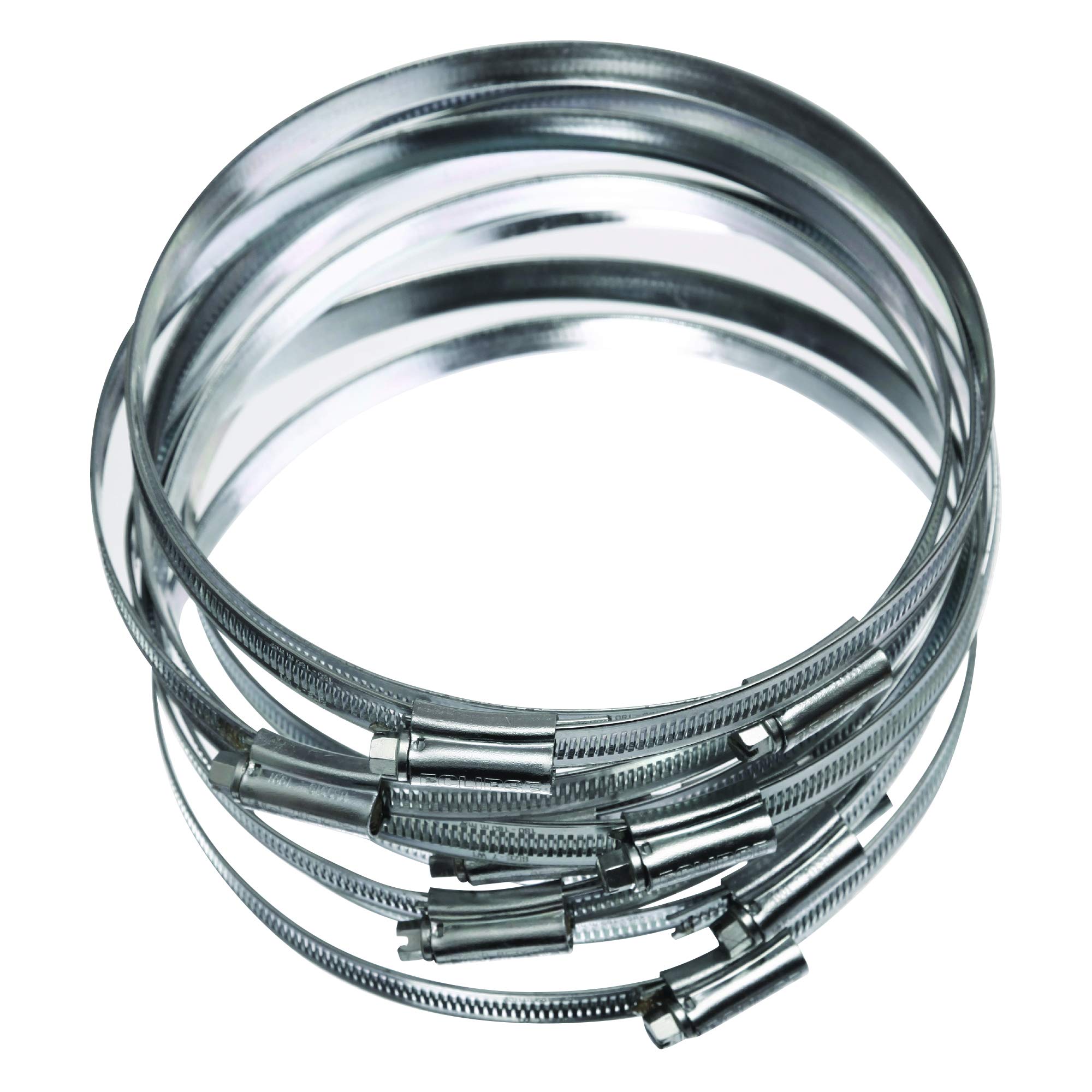Eclipse Professional Tools ECW1-7 W1 Bag of 10 130-160mm (5 ⅛" - 6 ¼") Mild Steel Worm Gear Hose Clamps — image 1