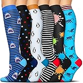 SunFeeling 6 Pairs Compression Socks for Women & Men Circulation - Best Support for Nurses,Running,Athletic,Sports