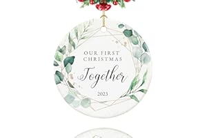 ZCAIGOO HOME First Christmas Together Ornament 2023, Our First Christmas Together Gifts, 2.9" Ceramic Boyfriend Girlfriend First Christmas Ornament 2023