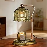 Dimmable Candle Warmer Lamp with Timer,Birthday Gifts for Women Home Decor | Adjustable Height Flower Candle Lamp Warmer with 2 Bulbs for Candle Jars,Decorations Gifts for Living Room(Green)