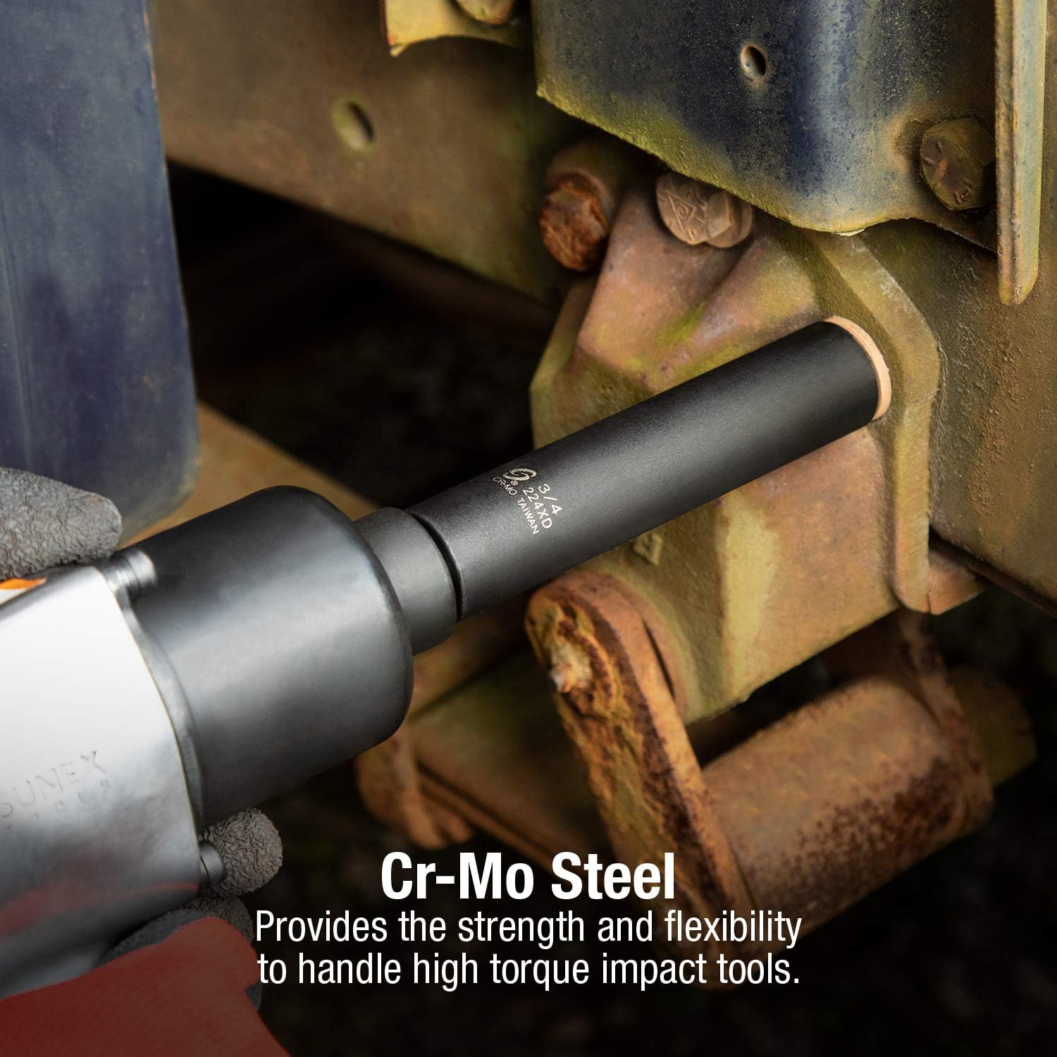 Sunex 224XD, 1/2 Inch Drive, 3/4 Inch Extra Long Deep, Impact Socket, Cr-Mo Alloy Steel, Radius Corner Design, Dual Size Markings: Home Improvement