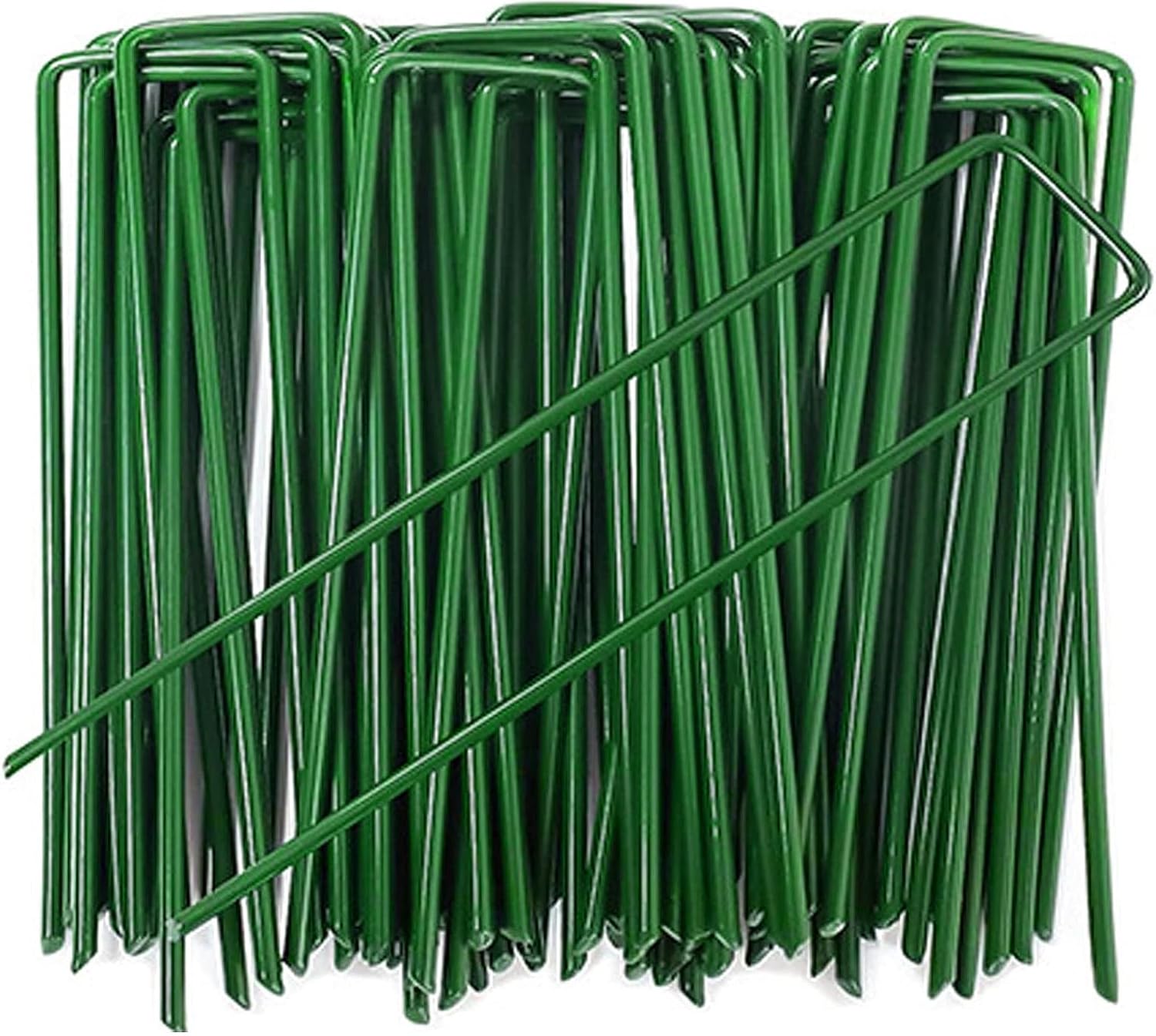 Photo 1 of 6 Inch Garden Stakes Galvanized Landscape Staples, U-Type Turf Staples for Artificial Grass, Rust Proof Sod Pins Stakes for Securing Fences Weed Barrier, Outdoor Wires Cords Tents Tarps, 100 Pcs