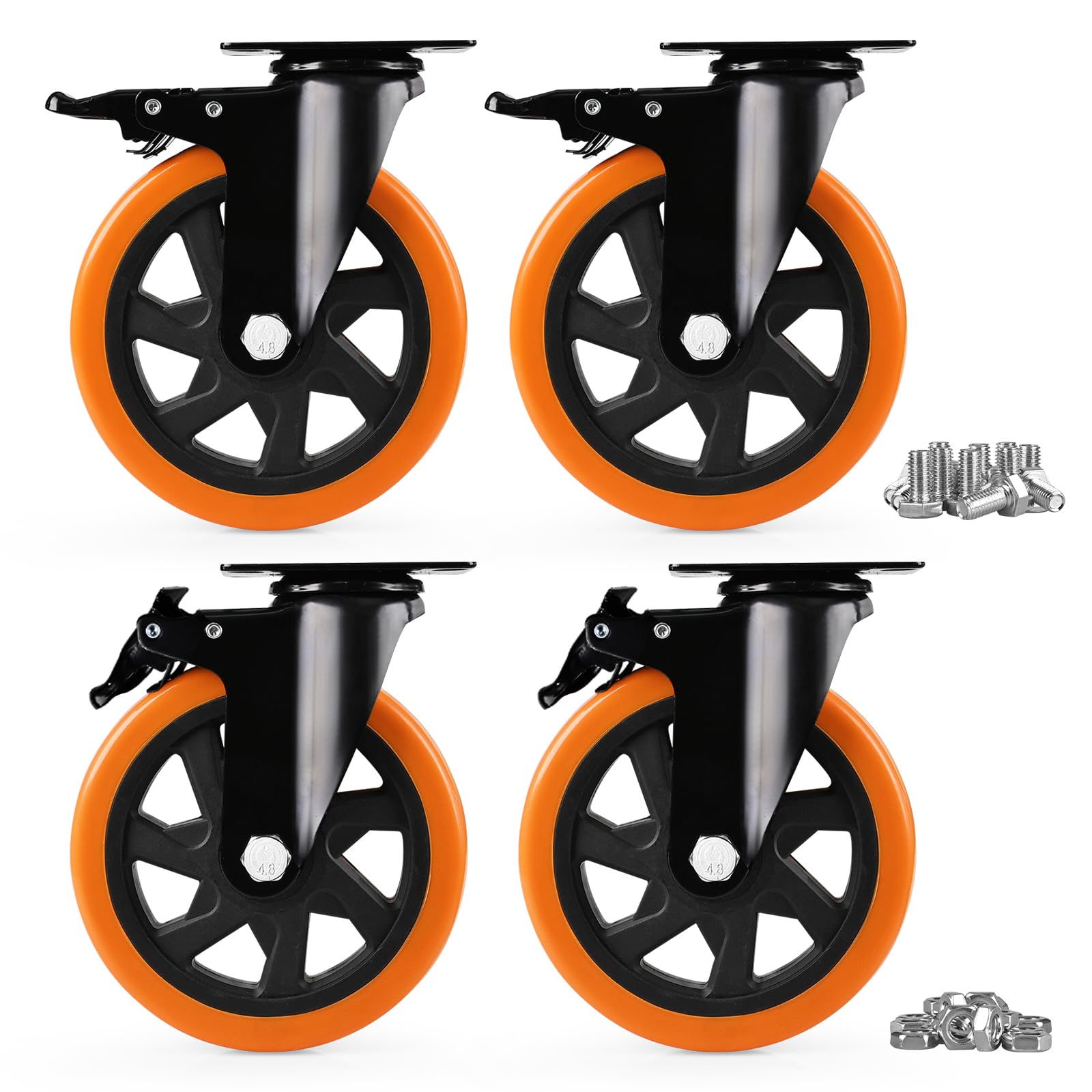 Caster Wheels, Heavy Duty 6 Inch Casters Set of