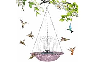 Solar Cascade Hanging Bird Bath Fountain, Outdoor Hanging Bird Bath with Solar Powered Water Pump&Glass Bowl, Weatherproof & 