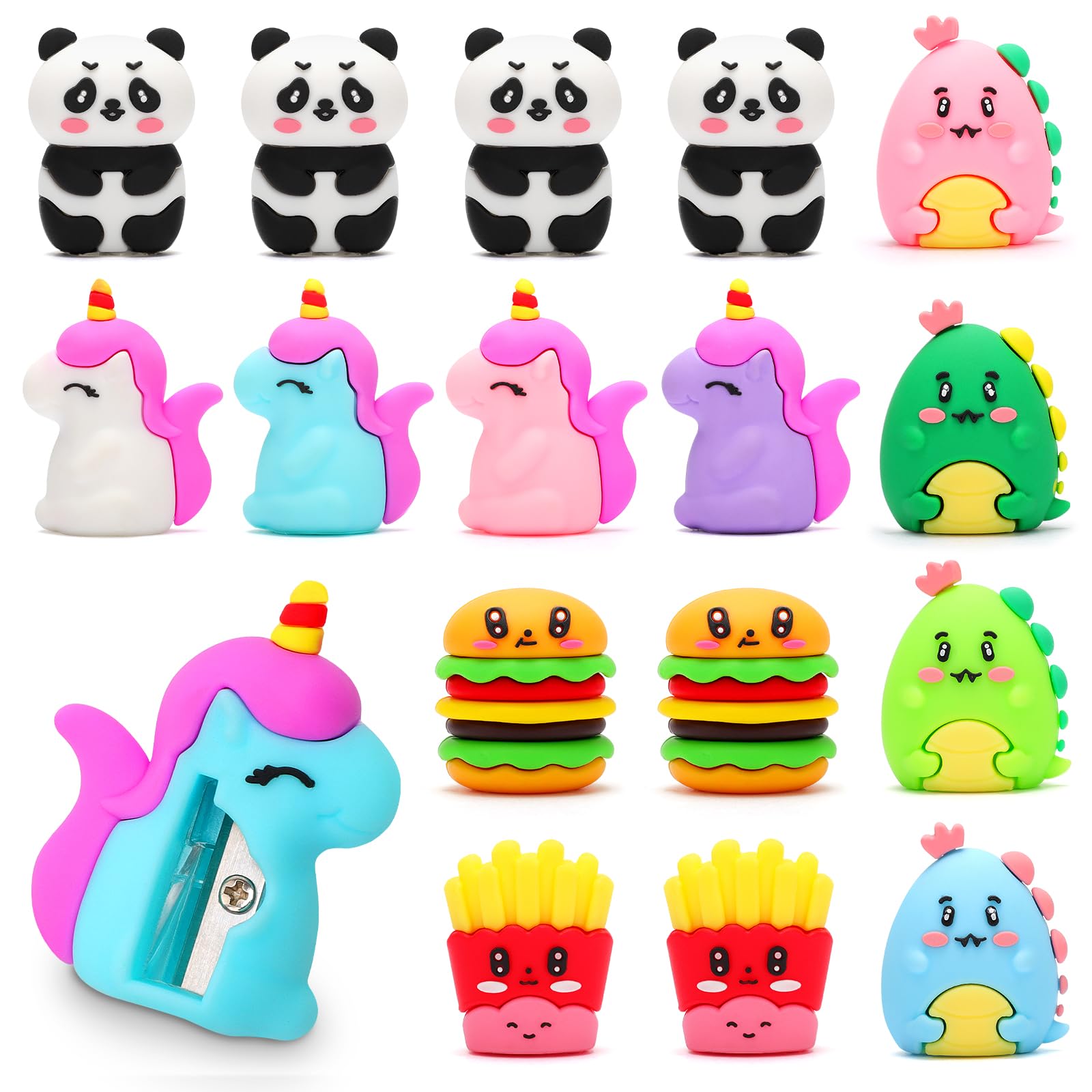 OPPZZIT Party Bag Fillers for Kids, 16Pcs Cute Cartoon Pencil Sharpener, Parties Favours for Kids Unisex, Cute Party Bag Ideas
