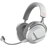 beyerdynamic MMX 100 Wireless Gaming Headset, Bluetooth 6.0, Arctic White | Under 30 ms low-latency dongle, 80-hour replaceable battery, detachable META VOICE mic, velour earpads, 275 g