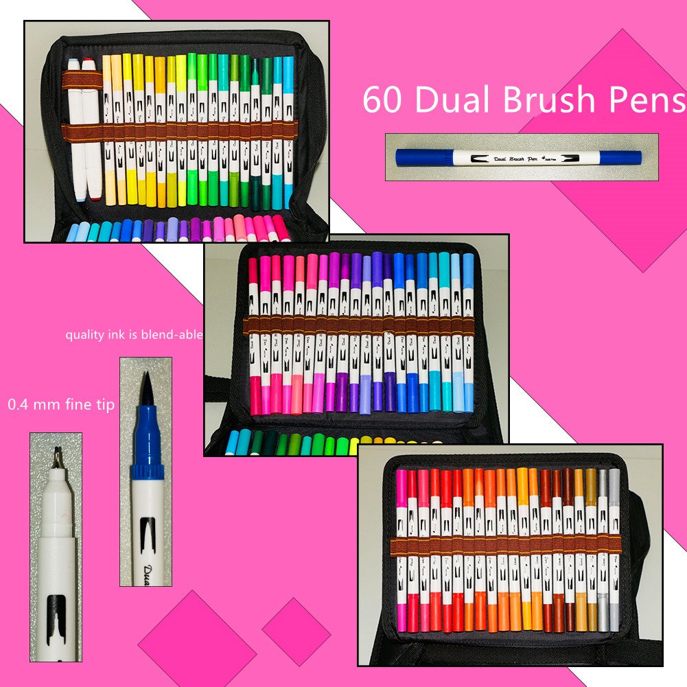 Southsun Art 122 Unique Color Pencils Include 50 Color Gel Pens Set 60 Dual Brush Pens 10 Fineliner Planner Pens 2 Touch Twin Markers for Bullet Journal Planner Adult Coloring Books Note Calendar