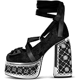 onlymakerheels High Platform Heels Chunky Heels Ankle Strap Closed Toe Pumps for Party