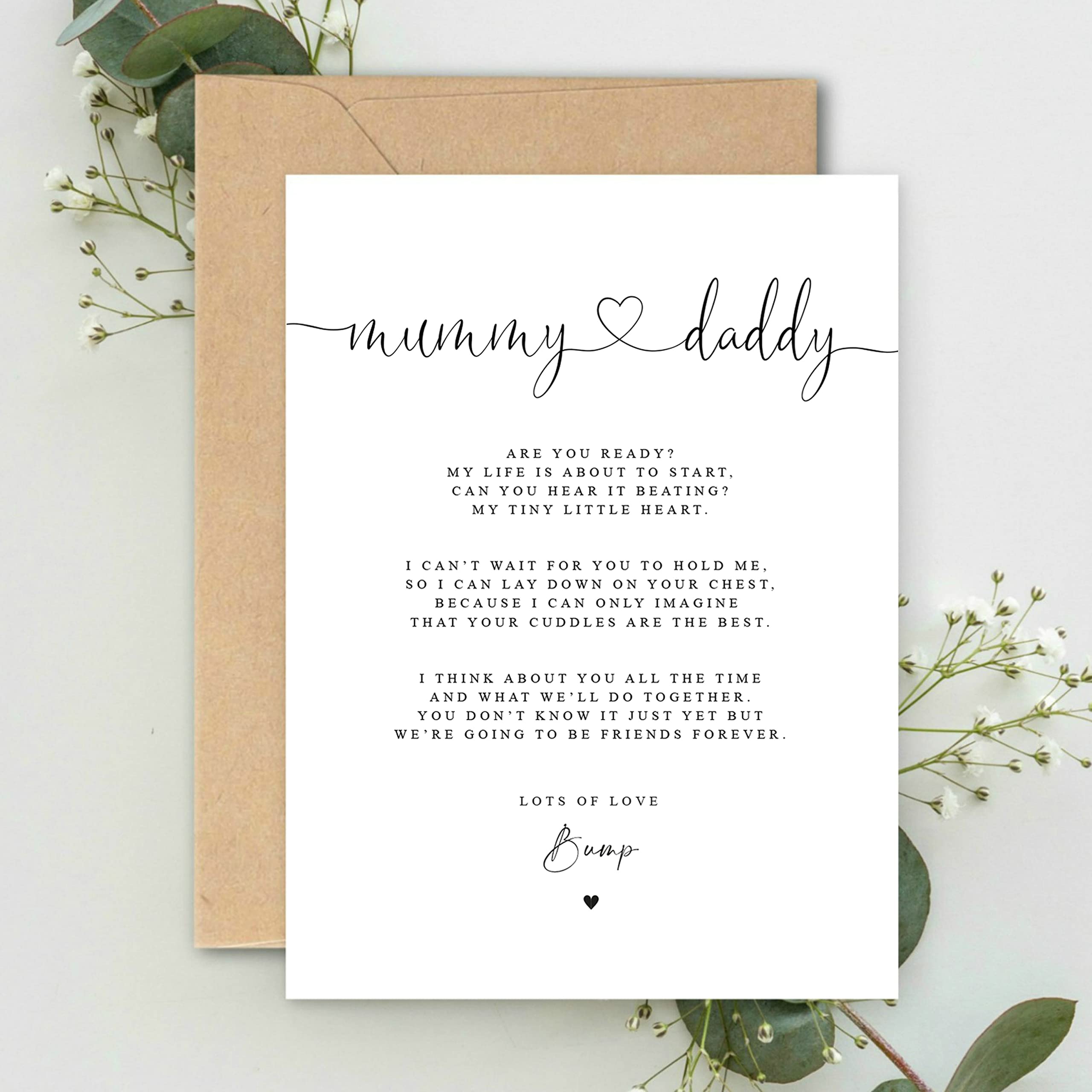 Mummy and Daddy to be Pregnancy Poem Gift A5 Card with envelope, Baby Shower Card, Parents to be Card, New Baby Card, Pregnancy Card
