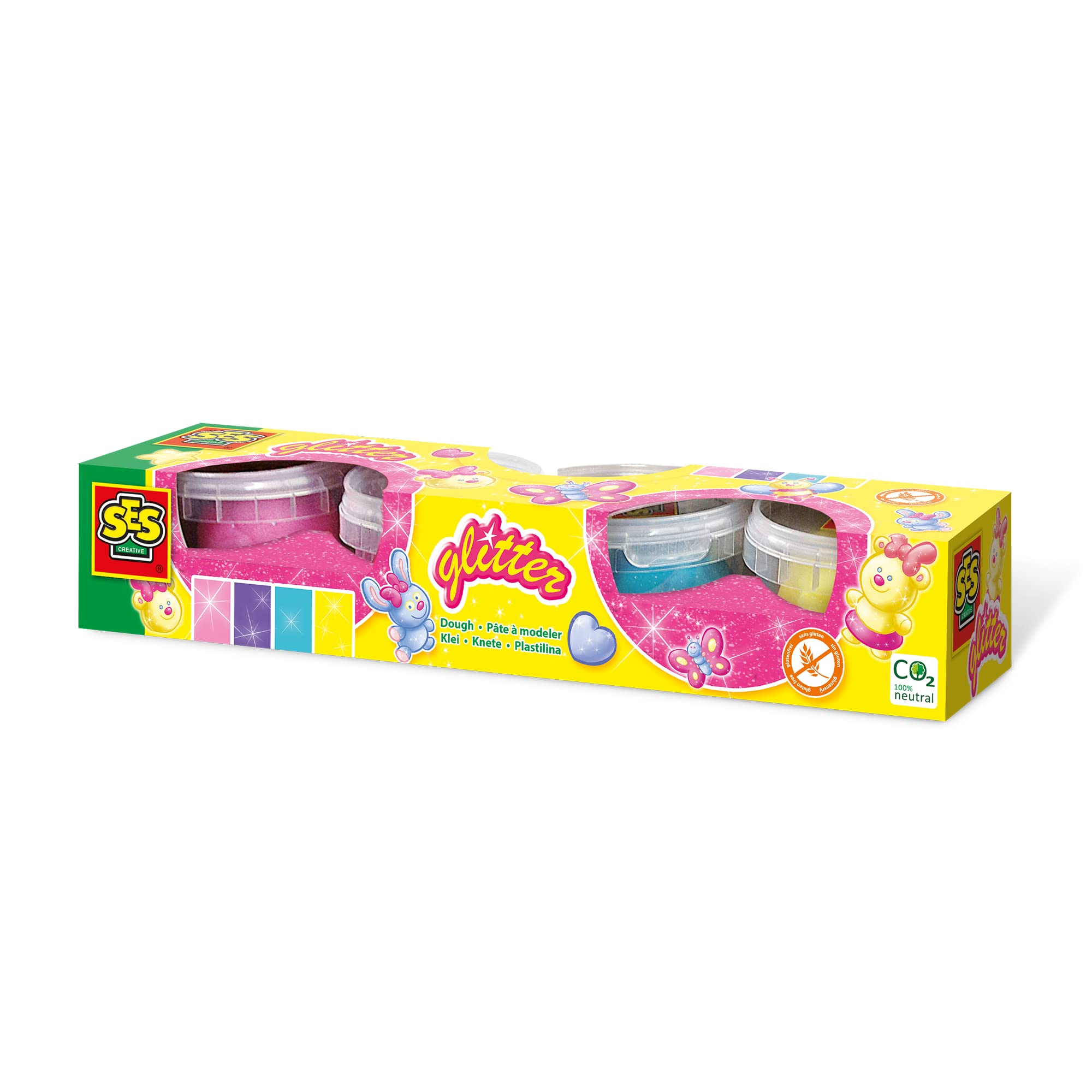 SES Creative 00466 Glitter Play Dough, Mixed Colours