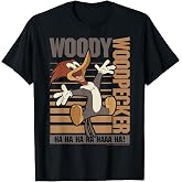 Woody Woodpecker Ha Ha Jumping Poster T-Shirt, Men, Black, 3X-Large