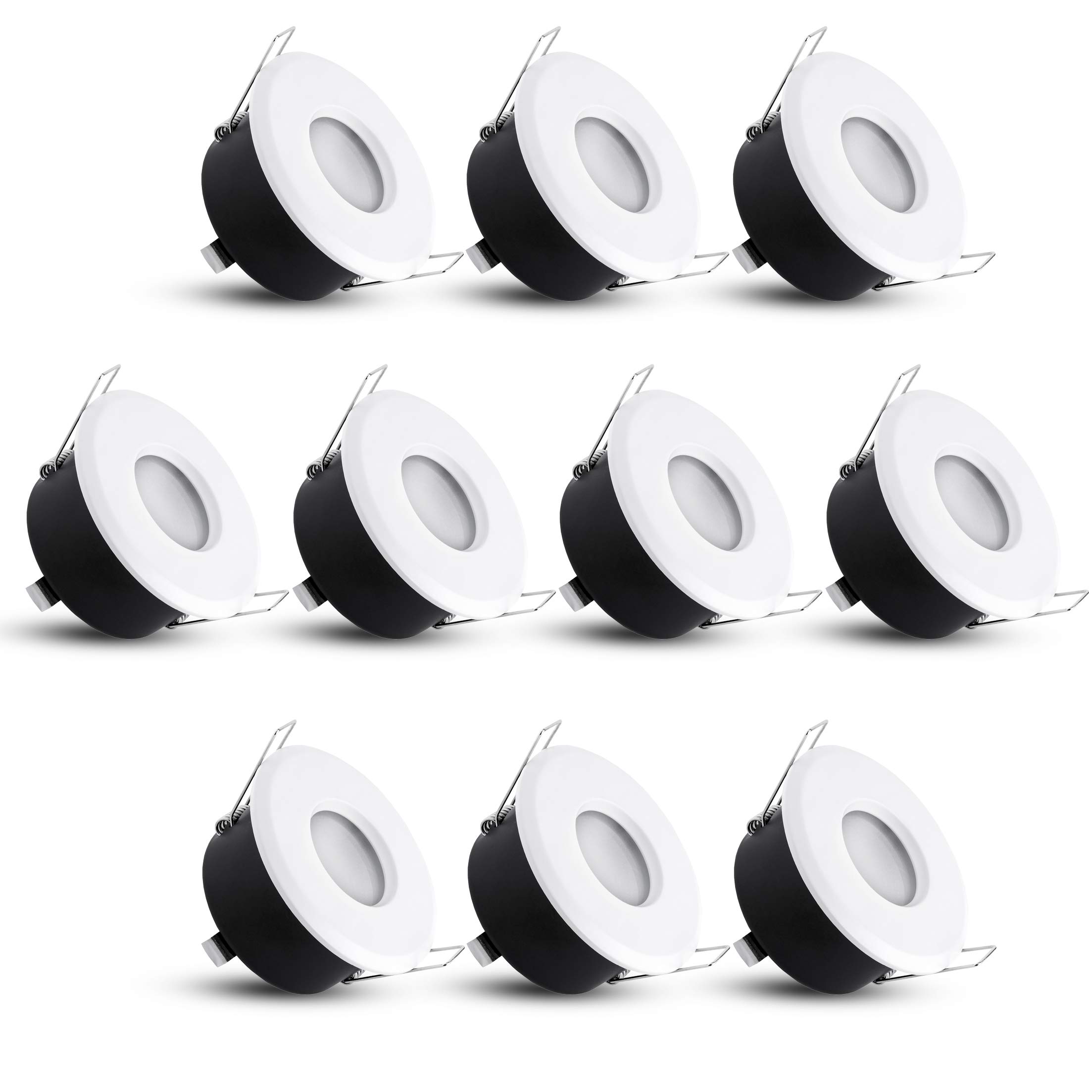 Recessed Spotlight Frame, IP65, Round, Stainless Steel and White 10er-Set - weiß