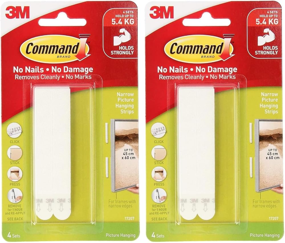 Command Narrow Picture Hanging Strips 17207 – 2 Pack of 4 Pairs