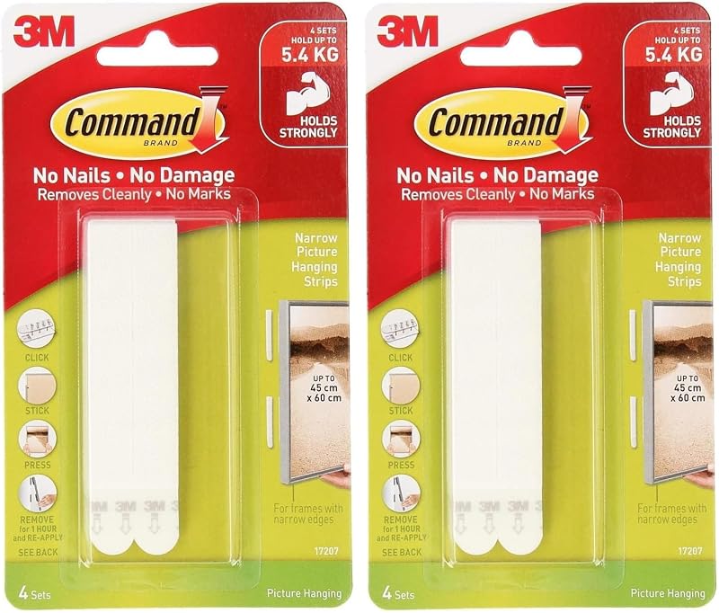 Command Narrow Picture Hanging Strips 17207 – 2 Pack of 4 Pairs