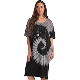 Just Love Women's Tie Dye Nightgown, 100% Cotton Short Sleeve Henley Sleep Shirt