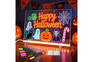 SIGNSXCEL Led Drawing Board for Kids, LED Note Board with Colors,Doodle Glow Drawing Board, 13.7"X10" 6 Modes & 8 Colors, Light Up Drawing Board, Led Writing Board with Battery Box for Home/Office/Decor
