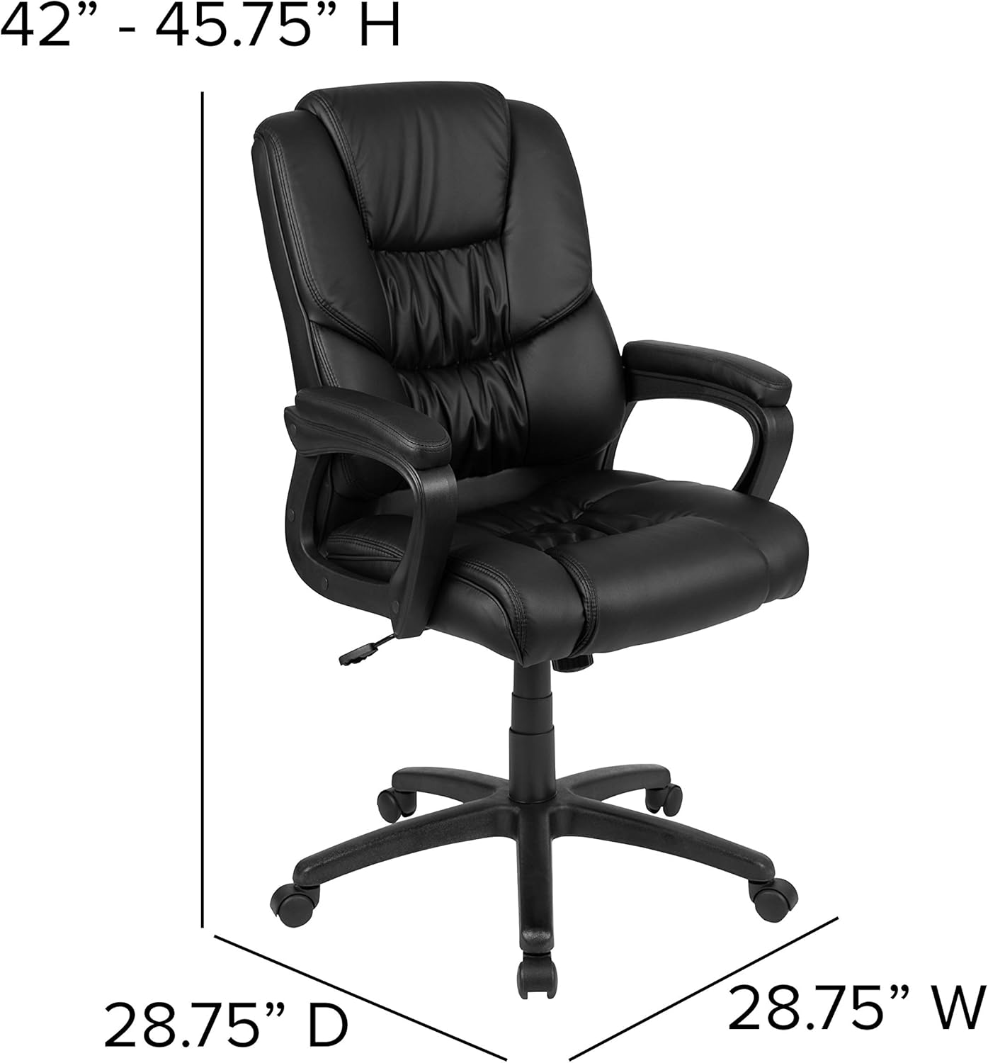 Flash Fundamentals Big & Tall 400 lb. Rated Black LeatherSoft Swivel Office Chair with Padded Arms: Furniture & Decor