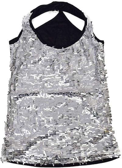 Amazon Co Jp Dfギャラリー ホルタートップス タンクトップ ダンス衣装 フロント スパンコール Ba シルバー M おもちゃ