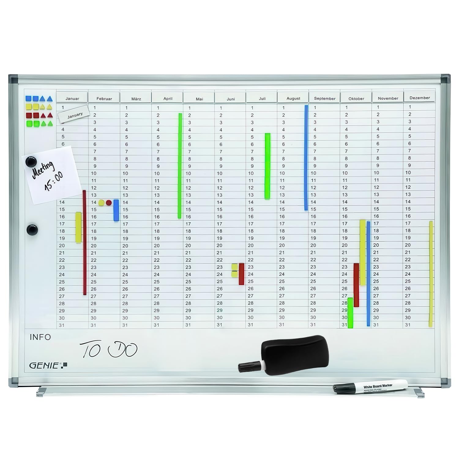 GENIE AP2000 Annual Planner Magnetic Board Appointment Planner Whiteboard Wall Board Pin Board