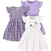 Girls Dresses Toddler Girls Dress 3-Pack Casual Party Print Skater A-line Dress Sundress